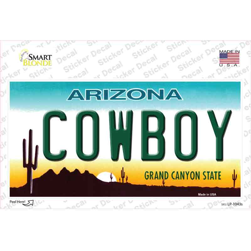 LP-1043s-M Cowboy Arizona Novelty Sticker Decal - Medium