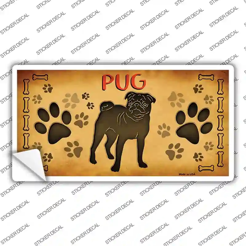 LP-10456s-L Pug Novelty Sticker Decal - Large