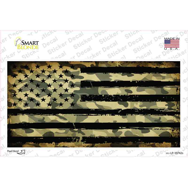 LP-10742s-M Camo American Flag Novelty Sticker Decal - Medium