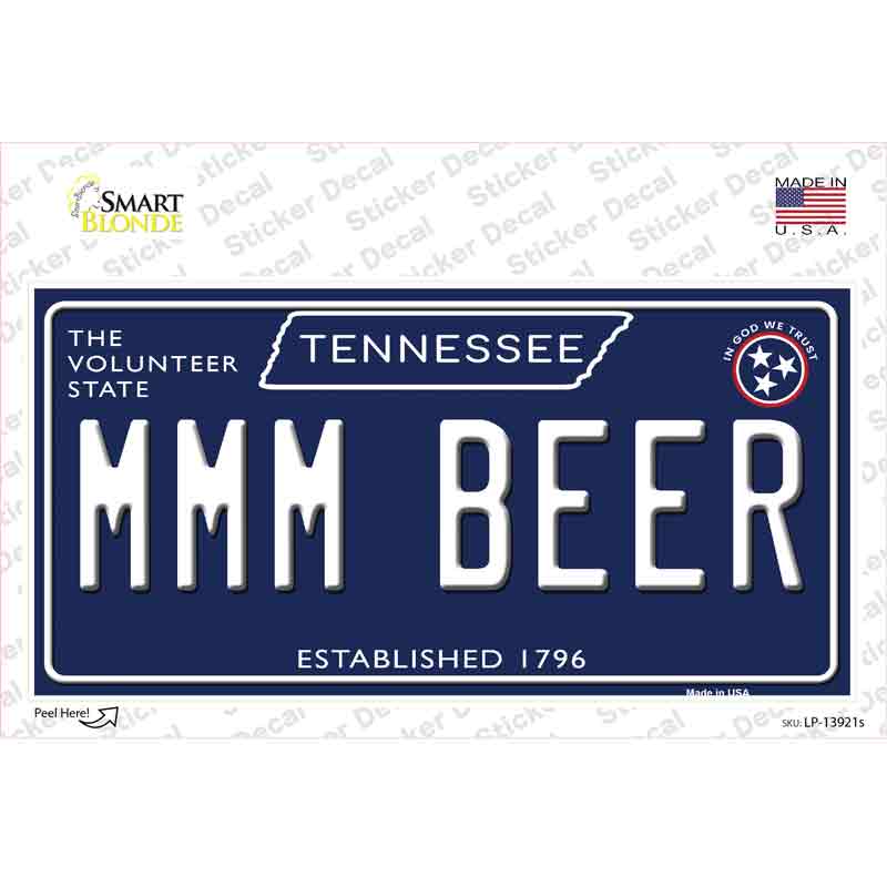 LP-13921s-M Mmm Beer Tennessee Blue Novelty Sticker Decal - Medium