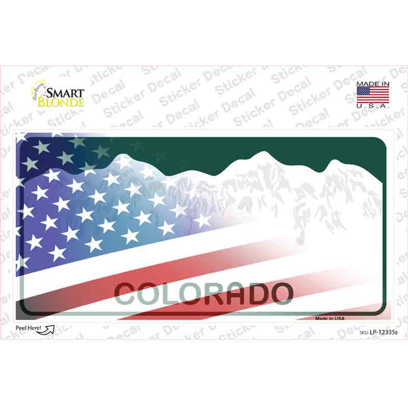 LP-12335s-M Colorado with American Flag Novelty Sticker Decal - Medium