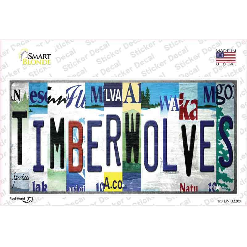 LP-13228s-M Timberwolves Strip Art Novelty Sticker Decal - Medium