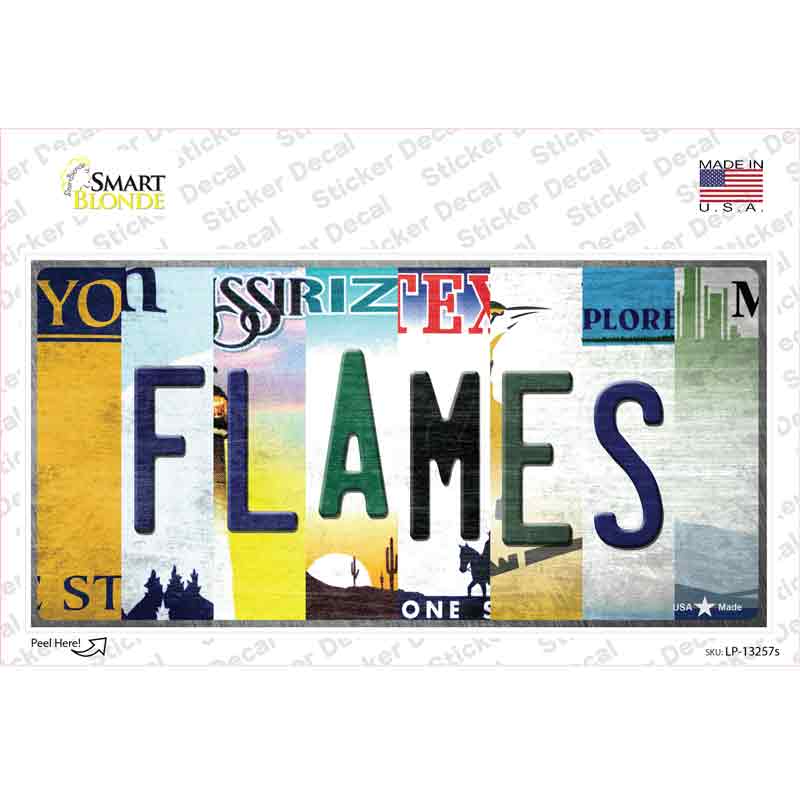 LP-13257s-M Flames Strip Art Novelty Sticker Decal - Medium