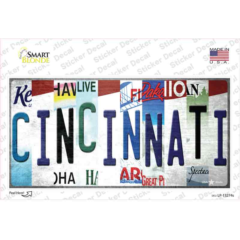 LP-13274s-M Cincinnati Strip Art Novelty Sticker Decal - Medium