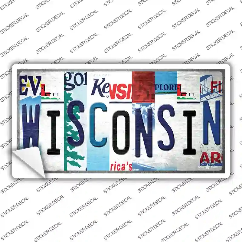 LP-13304s-S Wisconsin Strip Art Novelty Sticker Decal - Small