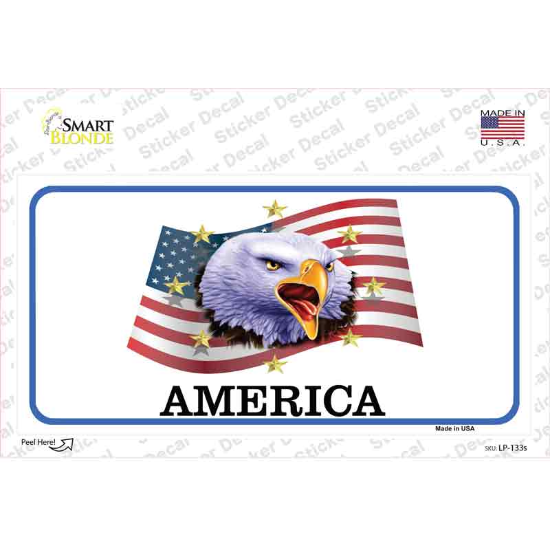 LP-133s-M Waving Flag Bald Eagle Novelty Sticker Decal - Medium