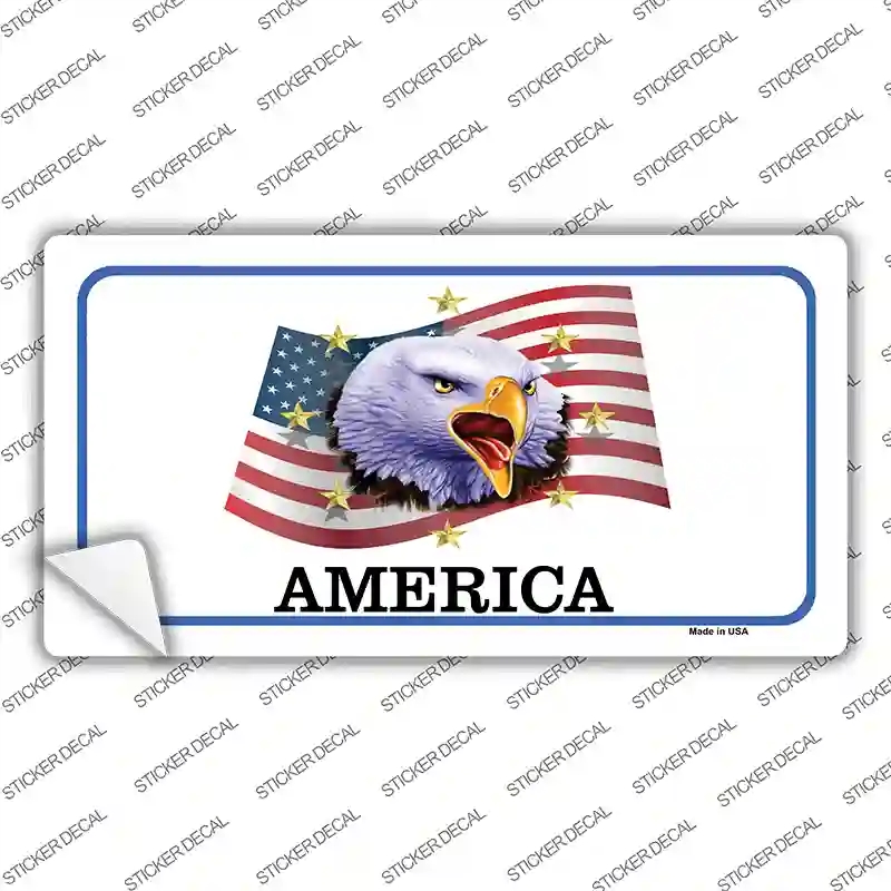 LP-133s-S Waving Flag Bald Eagle Novelty Sticker Decal - Small