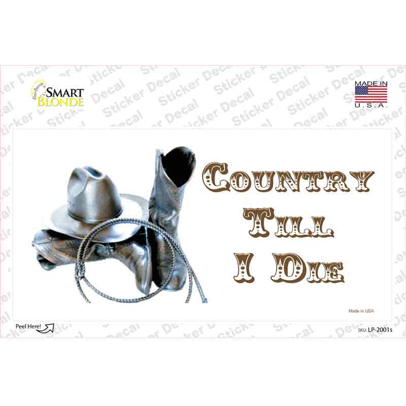 LP-2001s-M Country Till I Die Novelty Sticker Decal - Medium