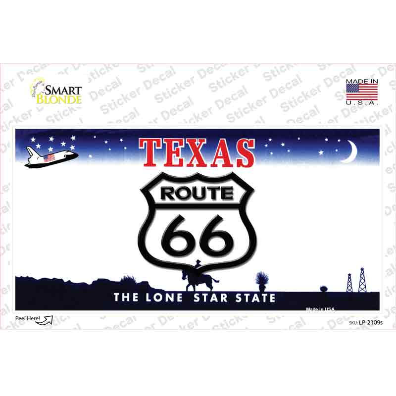 LP-2109s-M Route 66 Shield Texas Novelty Sticker Decal - Medium