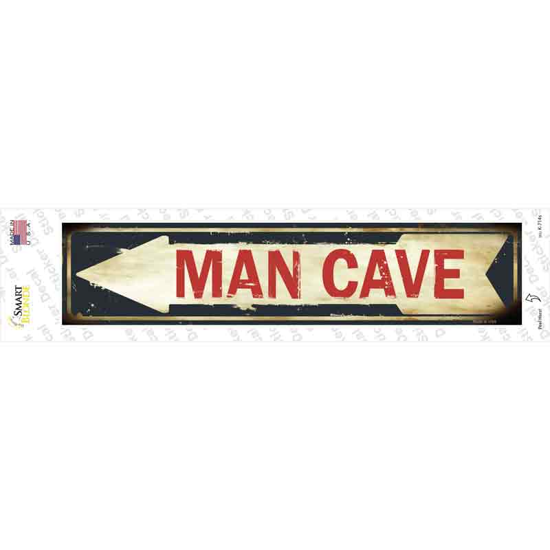 K-714s-M Man Cave Pointing Arrow Novelty Narrow Sticker Decal - Medium
