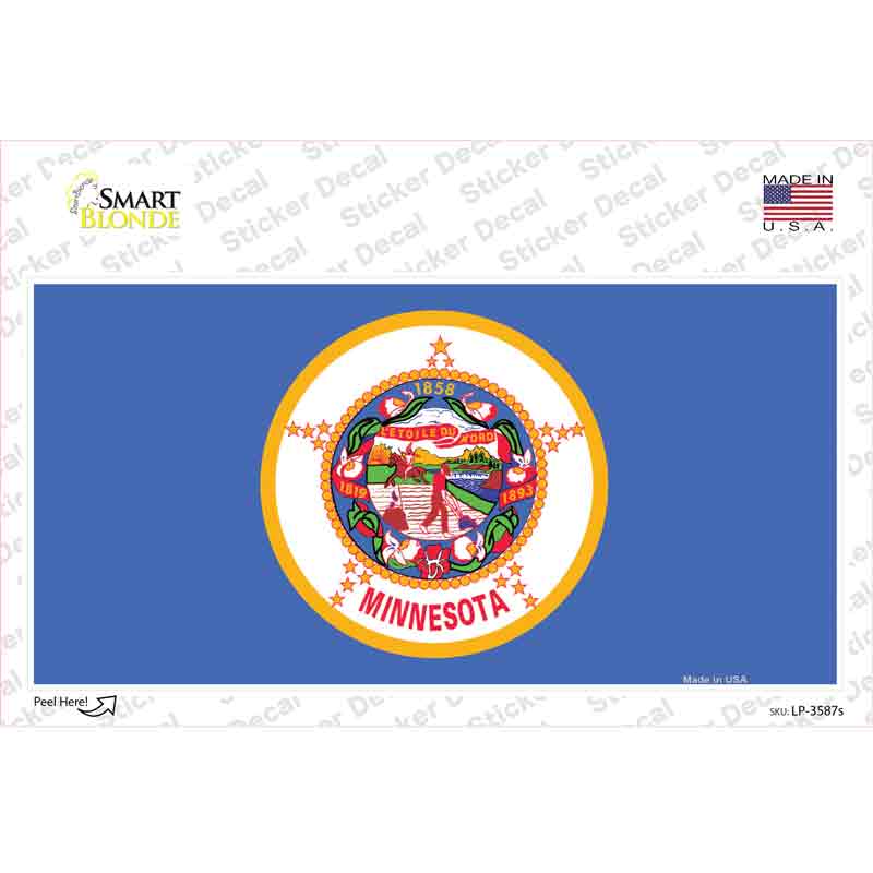 LP-3587s-M Minnesota State Flag Novelty Sticker Decal - Medium