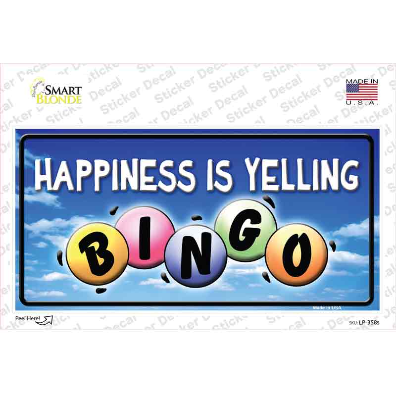LP-358s-M Happiness is Yelling Bingo Novelty Sticker Decal - Medium
