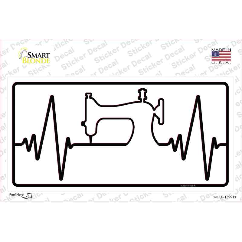LP-13991s-M Sewing Heart Beat Novelty Sticker Decal - Medium