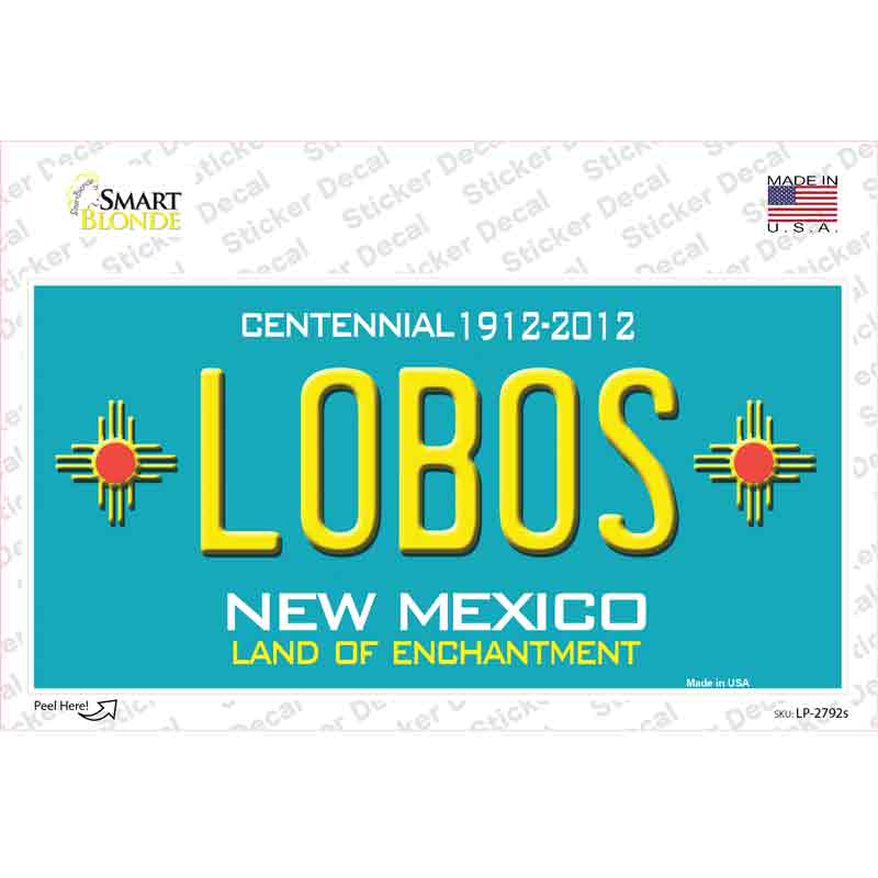 LP-2792s-M Lobos   Mexico Teal Novelty Sticker Decal - Medium
