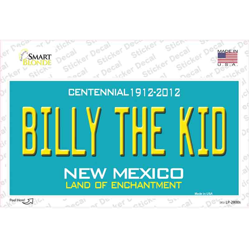 LP-2800s-M Billy the Kid   Mexico Teal Novelty Sticker Decal - Medium