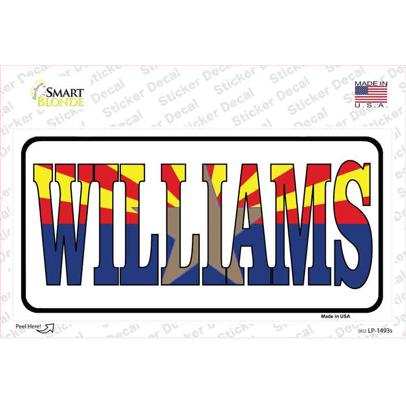 LP-1493s-M Williams Arizona Flag White Novelty Sticker Decal - Medium