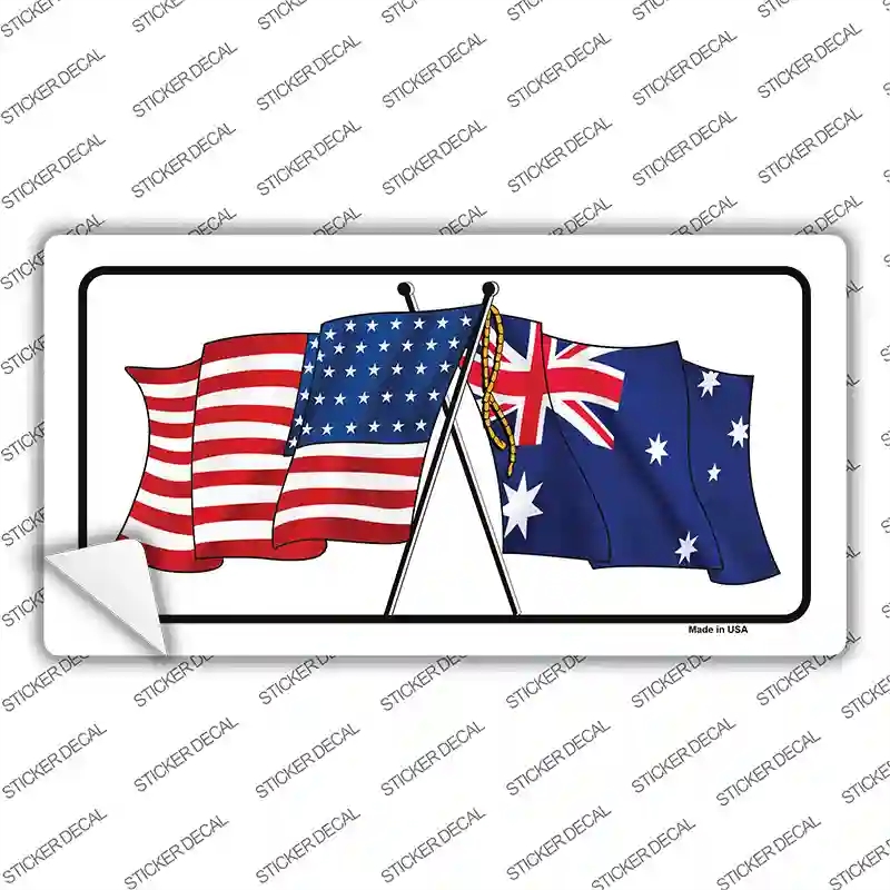 LP-11517s-S Australia Crossed US Flag Novelty Sticker Decal - Small