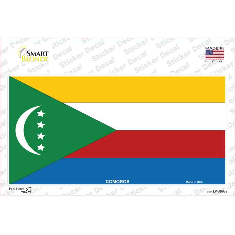 LP-3993s-M Comoros Flag Novelty Sticker Decal - Medium