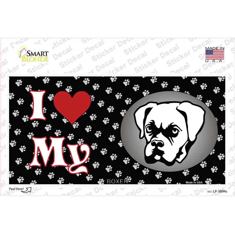 LP-3894s-M I Love My Boxer Novelty Sticker Decal - Medium