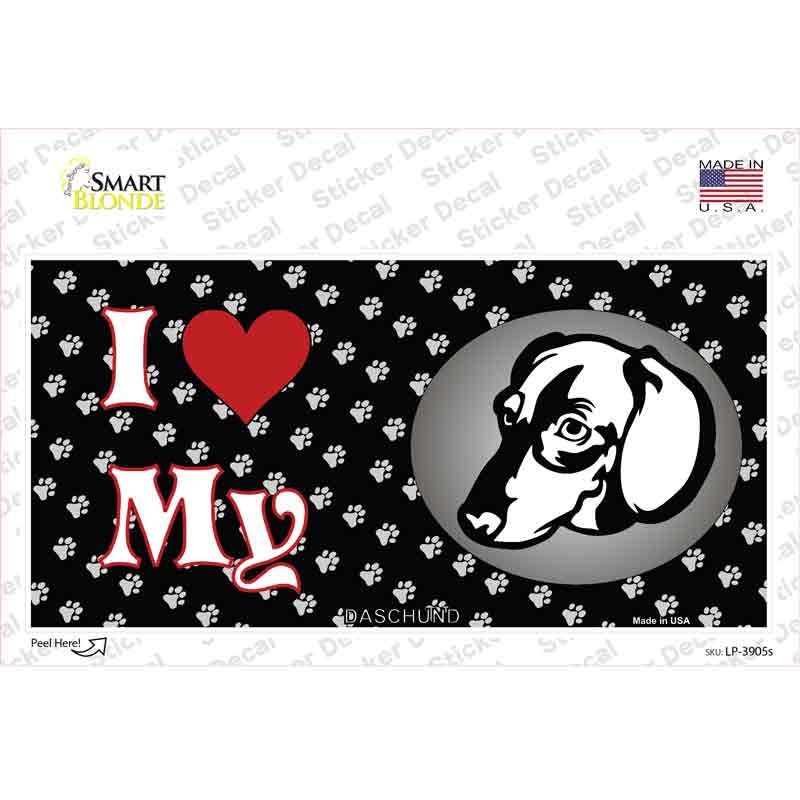 LP-3905s-M I Love My Daschund Novelty Sticker Decal - Medium