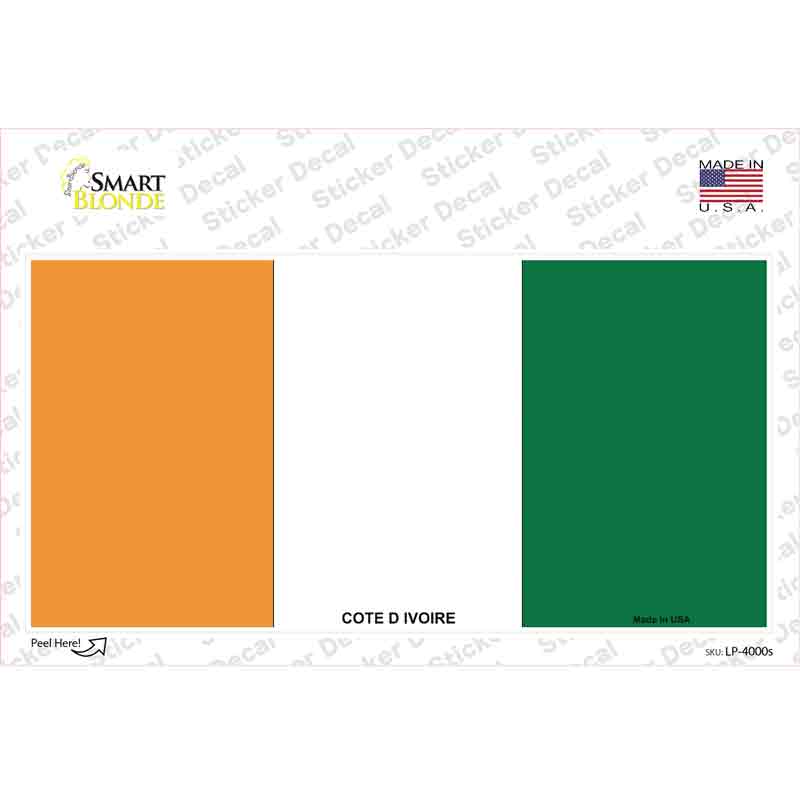 LP-4000s-M Cote D Ivoire Flag Novelty Sticker Decal - Medium