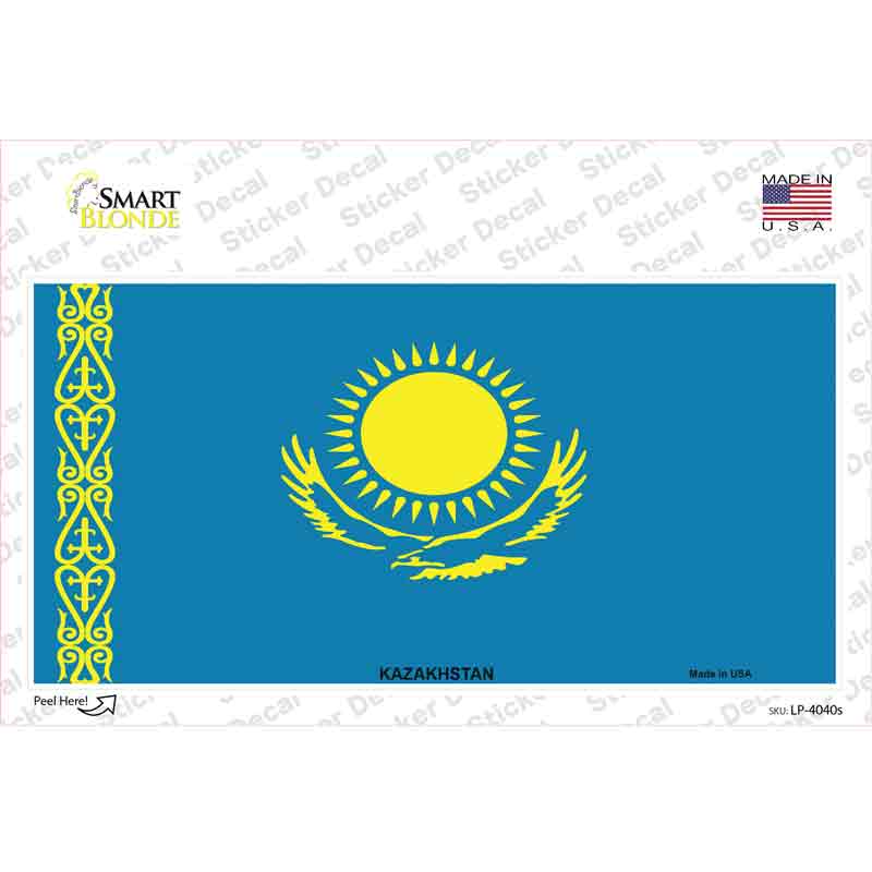 LP-4040s-M Kazakhstan Flag Novelty Sticker Decal - Medium