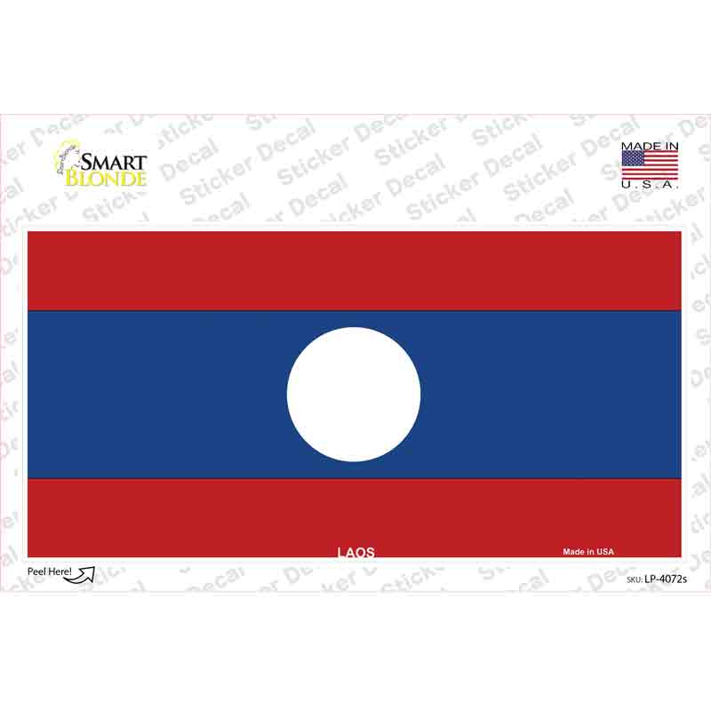 LP-4072s-M Laos Flag Novelty Sticker Decal - Medium
