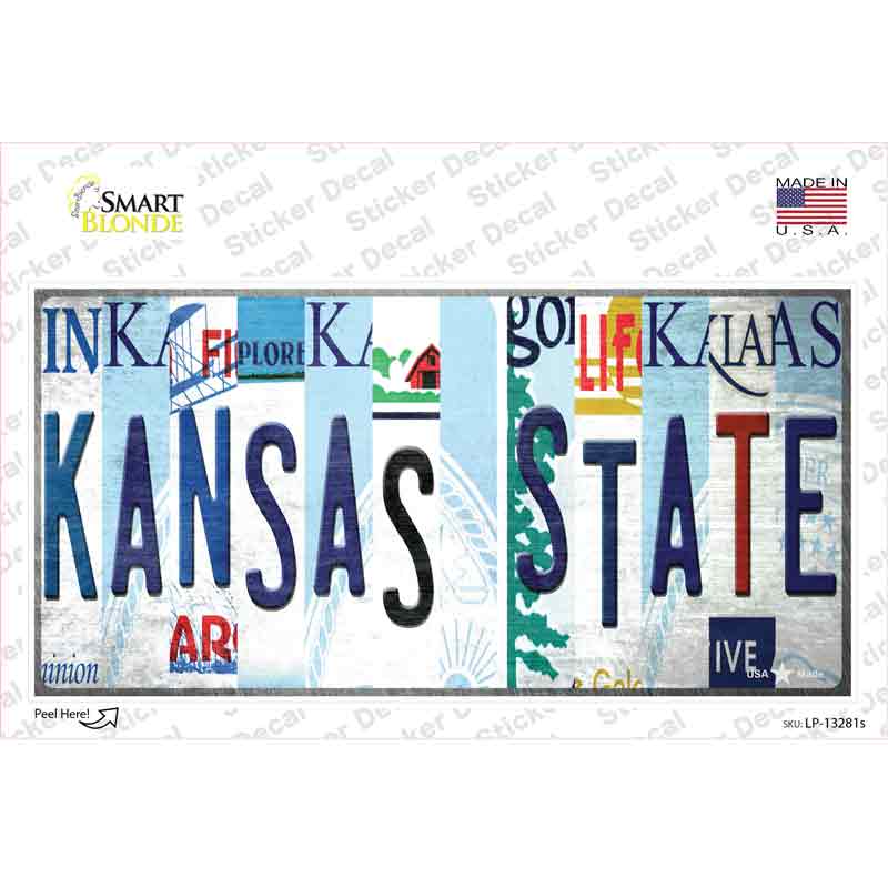 LP-13281s-M Kansas State Strip Art Novelty Sticker Decal - Medium