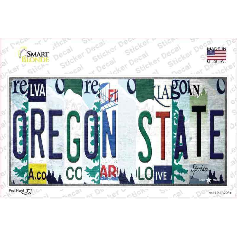 LP-13295s-M Oregon State Strip Art Novelty Sticker Decal - Medium