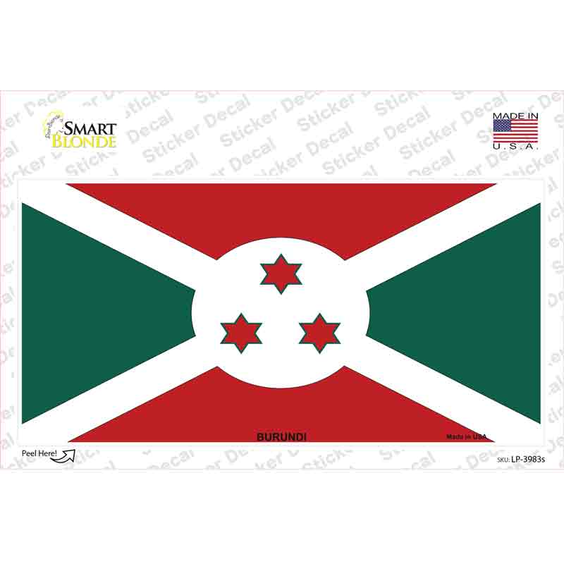 LP-3983s-M Burundi Flag Novelty Sticker Decal - Medium