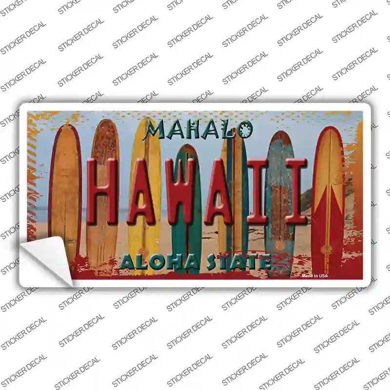 LP-7831s-S Hawaii Surfboards State Novelty Sticker Decal - Small