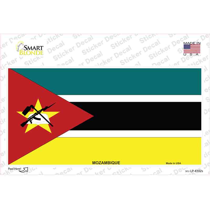 LP-4102s-M Mozambique Flag Novelty Sticker Decal - Medium
