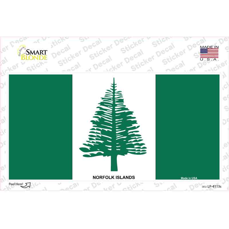 LP-4113s-M Norfolk Islands Flag Novelty Sticker Decal - Medium