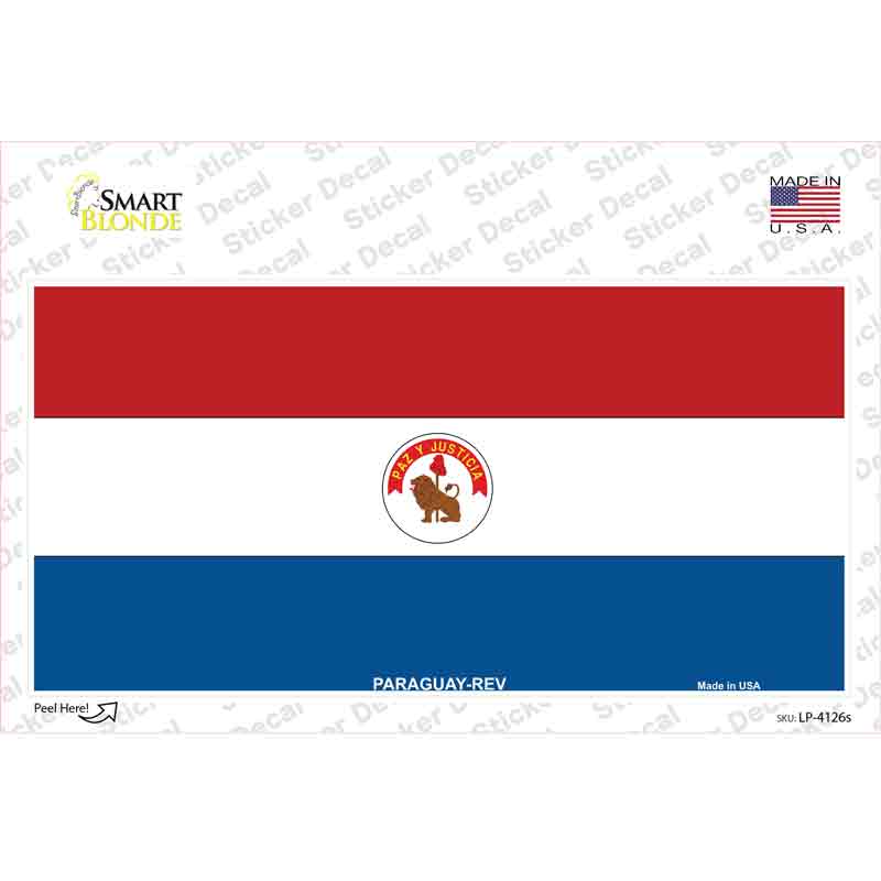 LP-4126s-M Paraguay-REV Flag Novelty Sticker Decal - Medium