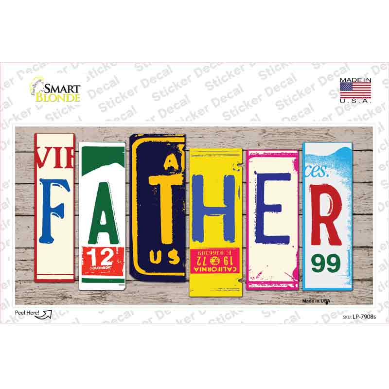 LP-7908s-M Father Wood Art Novelty Sticker Decal - Medium