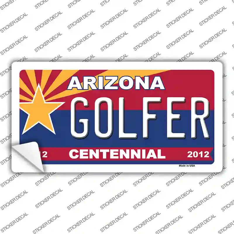 LP-1840s-S Arizona Centennial Golfer Novelty Sticker Decal - Small