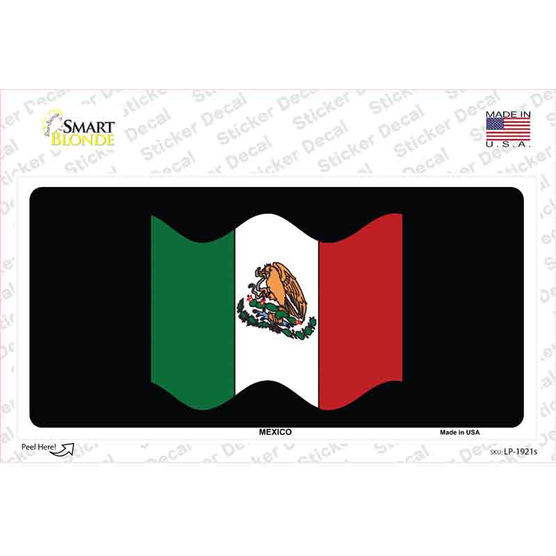 LP-1921s-M Mexico Waving Flag Novelty Sticker Decal - Medium