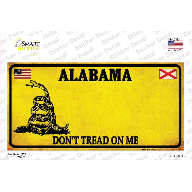 LP-8833s-M Alabama Dont Tread on Me Novelty Sticker Decal - Medium