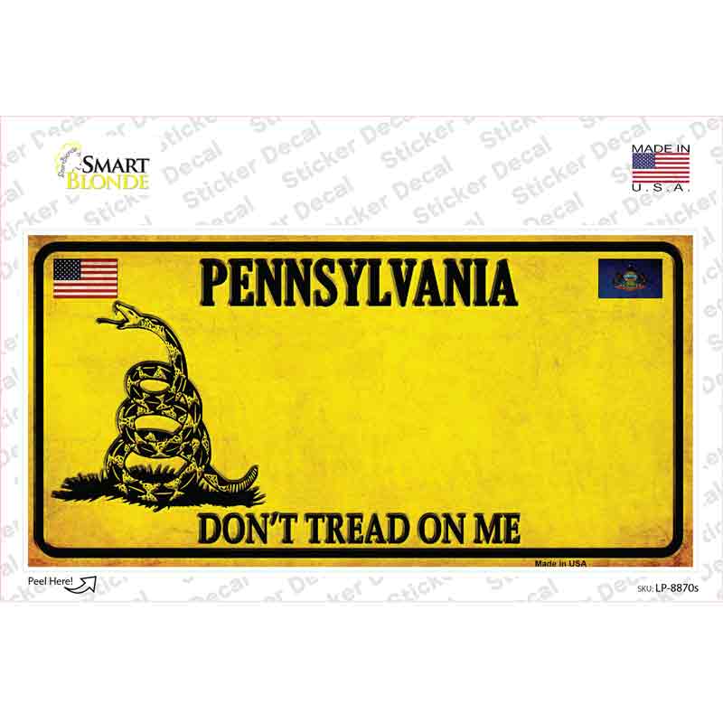 LP-8870s-M Pennsylvania Dont Tread on Me Novelty Sticker Decal - Medium