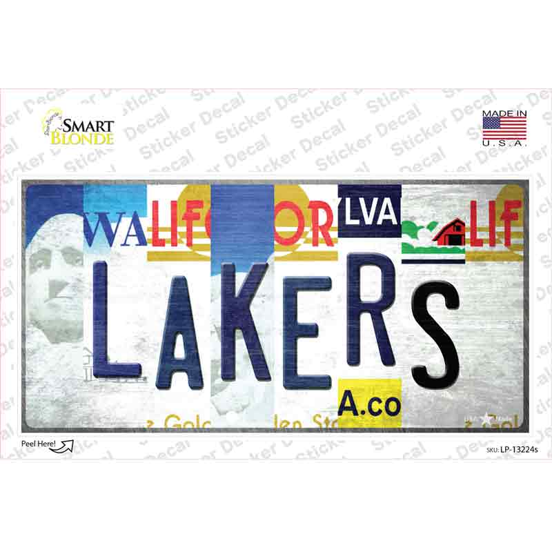LP-13224s-M Lakers Strip Art Novelty Sticker Decal - Medium