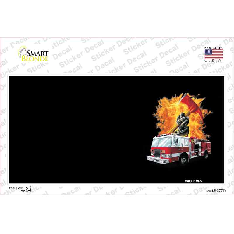 LP-3777s-M Fire Engine Flames Flaming Ax Offset Novelty Sticker Decal - Medium