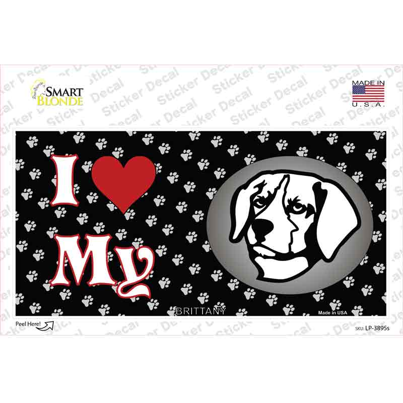 LP-3895s-M I Love My Brittany Novelty Sticker Decal - Medium