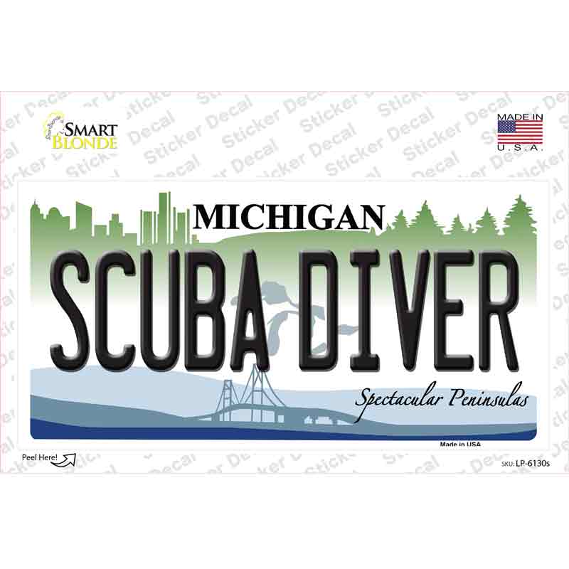 LP-6130s-M Scuba Diver Michigan Novelty Sticker Decal - Medium