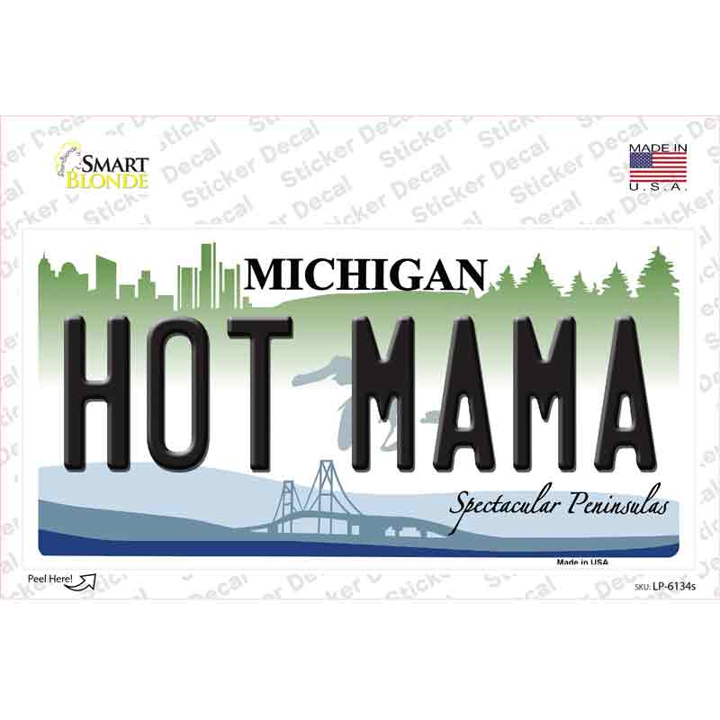 LP-6134s-M Hot Mama Michigan Novelty Sticker Decal - Medium