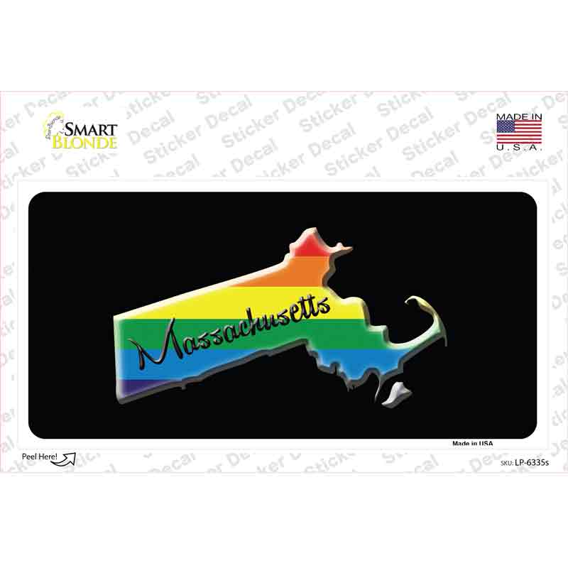LP-6335s-M Massachusetts Rainbow Novelty Sticker Decal - Medium