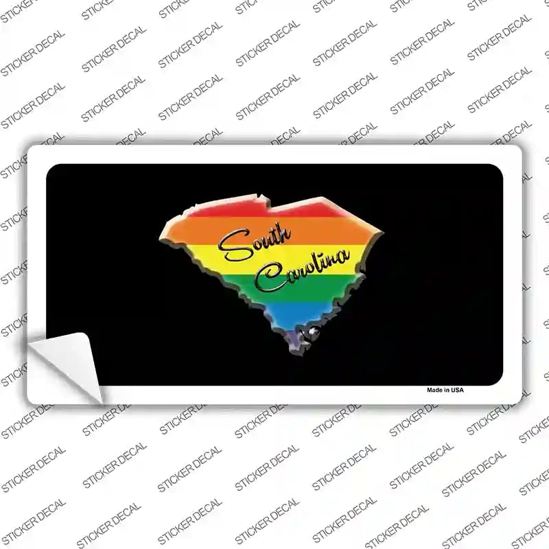 LP-6354s-L South Carolina Rainbow Novelty Sticker Decal - Large
