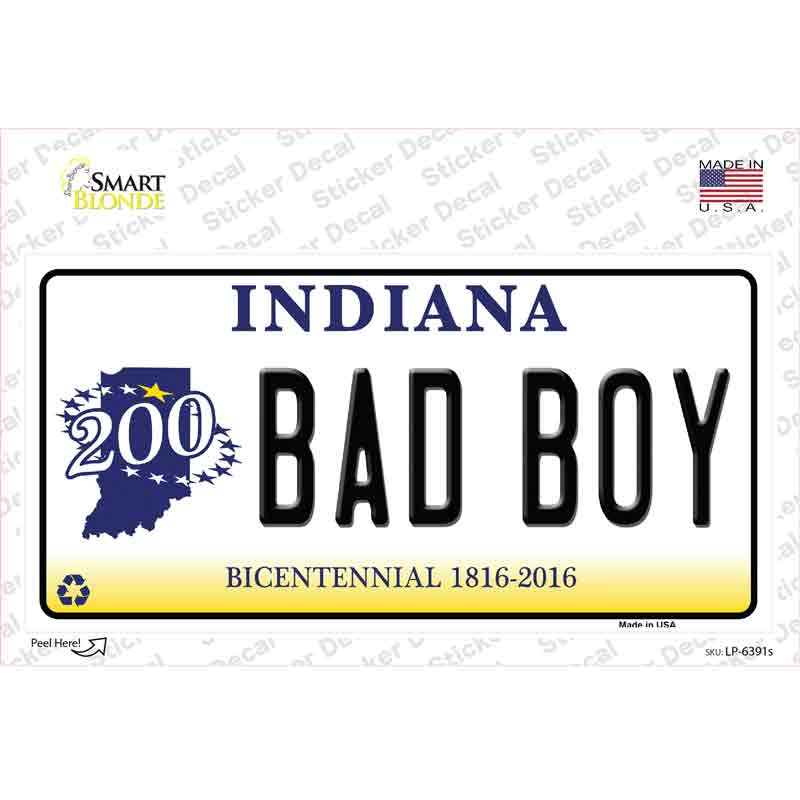 LP-6391s-M Bad Boy Indiana Novelty Sticker Decal - Medium