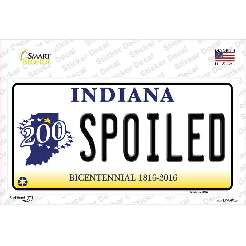 LP-6405s-M Spoiled Indiana Novelty Sticker Decal - Medium