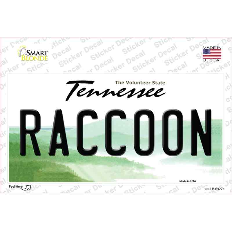 LP-6427s-M Raccoon Tennessee Novelty Sticker Decal - Medium
