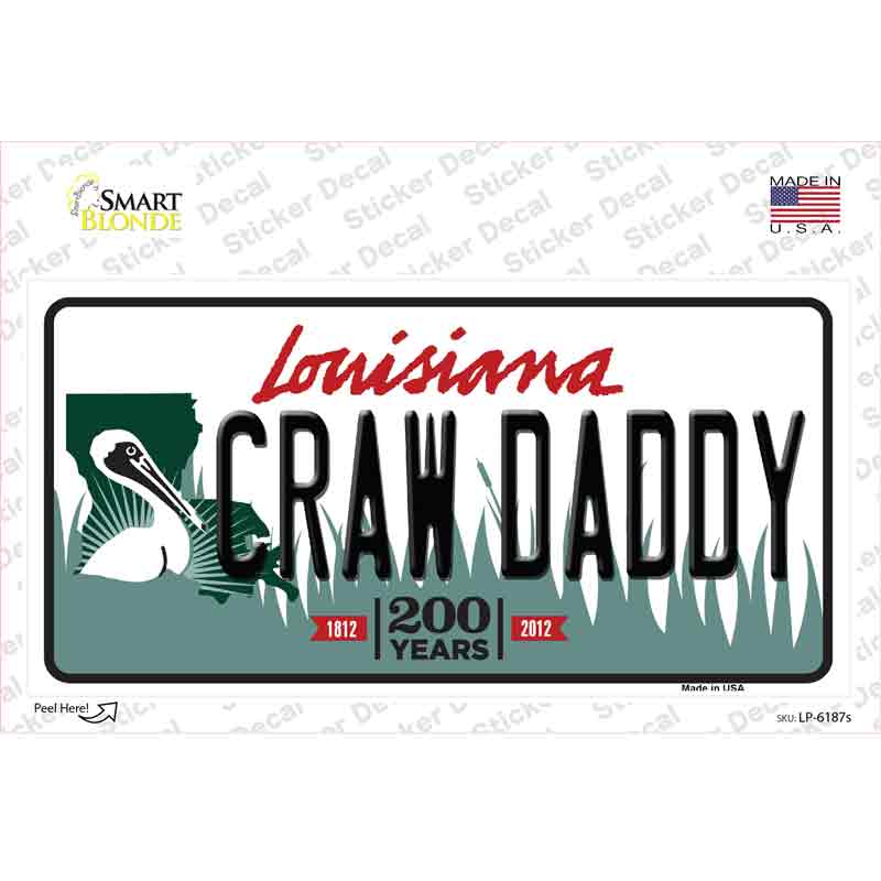 LP-6187s-M Craw Daddy Louisiana Novelty Sticker Decal - Medium